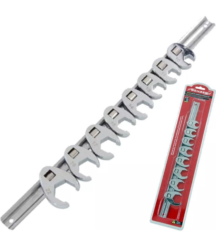8pc Crows Foot Feet Wrench Spanner Set 3/8"" Metric Crow 10mm - 22mm - CT0747