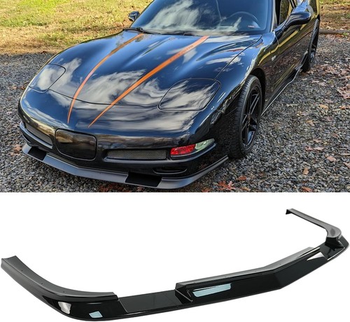 For Corvette C5 1997-2004 ZR1 Style Glossy Black Front Bumper Lip Spltter 3x Kit