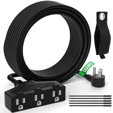 Outdoor Extension Cord 50 Ft with 3 Outlets, 14/3 SJTW 3 Prong Grounded Power...