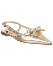Valentino Rockstud Bow Leather Slingback Ballerina Flat Women's