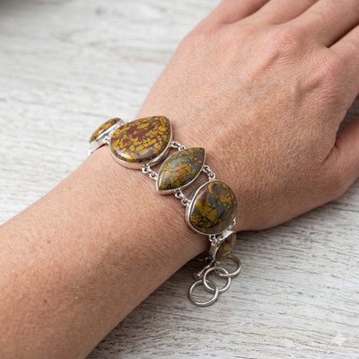 Sterling Silver Genuine Fruit Jasper Birthday Chain Handcrafted Wedding Bracelet