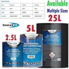 All Weather ROOFING Compound Bitumen Coating Waterproof Sealer Seal - 2.5/5/25L
