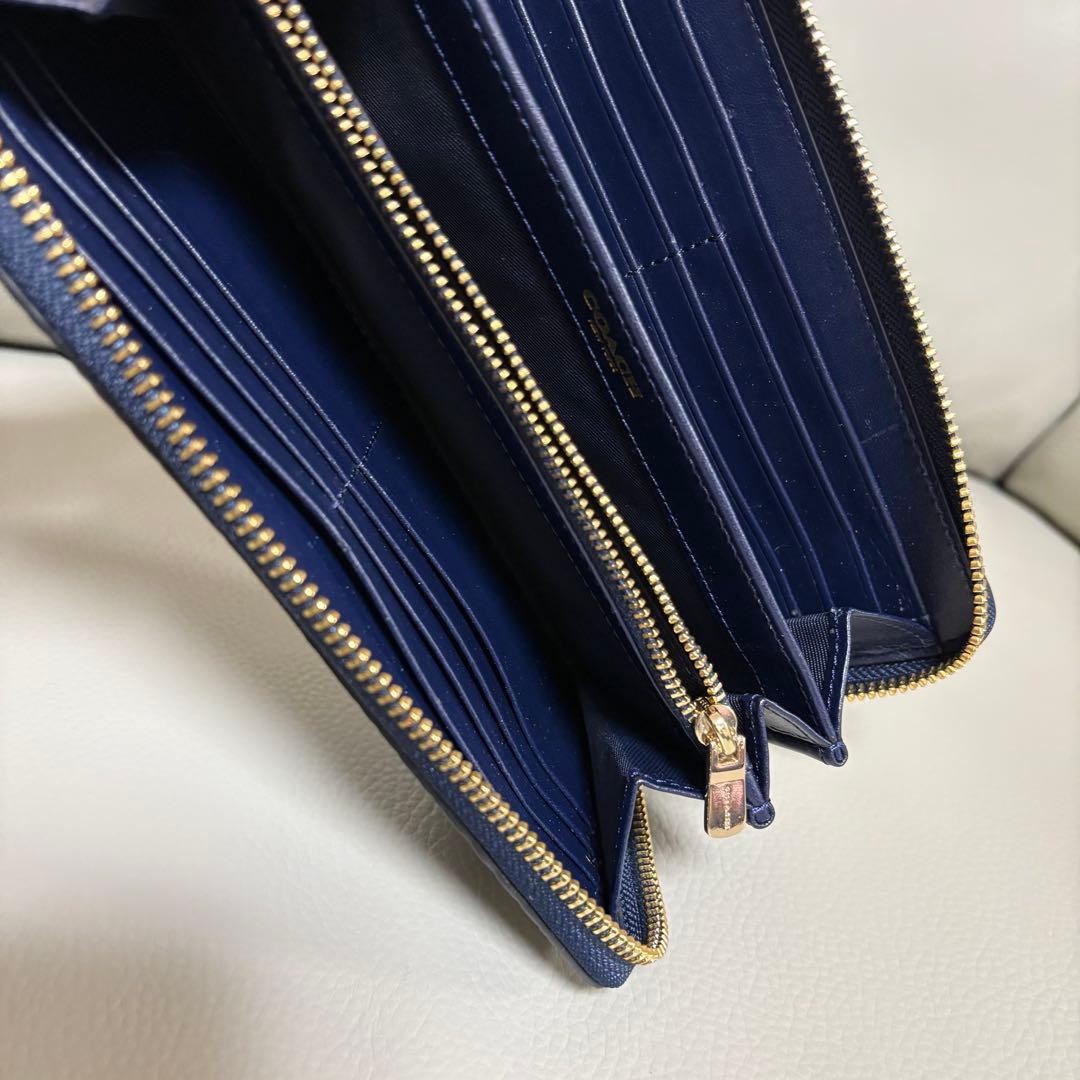 Coach Leather Wallet Python Pattern Blue Long Used - image 3