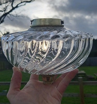 Viktorianische geformte Glas Öllampe Schrift, Boten, Baccarat Bambus Kopie