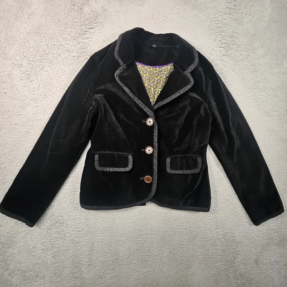 Boden Stamford Velvet Blazer Jacket Womens 14 Black Luxe sophisticated Career - Image 2 of 4