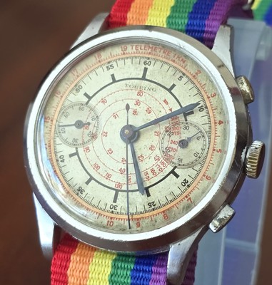 TOURING Chronograph 37mm Fixed Anse Landeron 39 Rad Säulen Chronograph Vintage