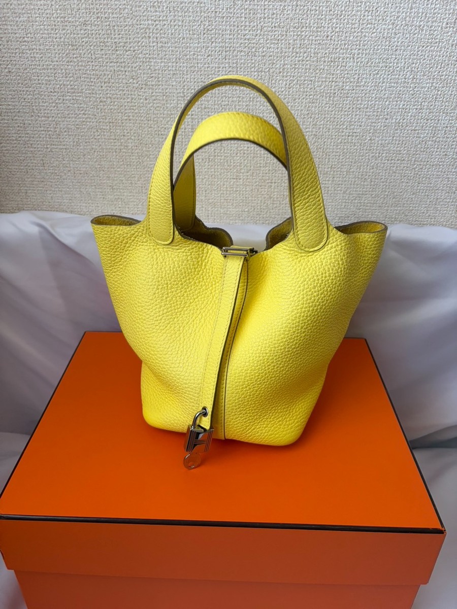 Hermès Picotin Lock PM Leather Handbag B-Stamped Yellow Tone lime