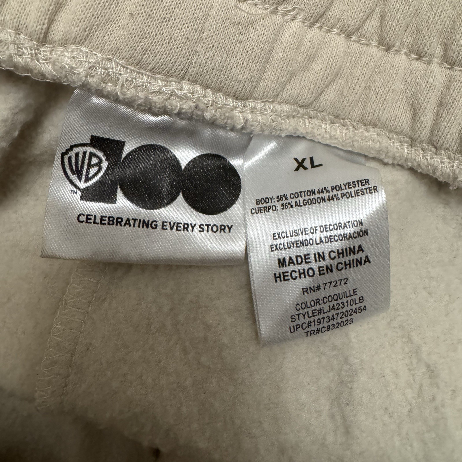 Warner Bros 100 Looney Tunes Flintstones Sweatpants XL Beige Bugs Lola Bunny image 6
