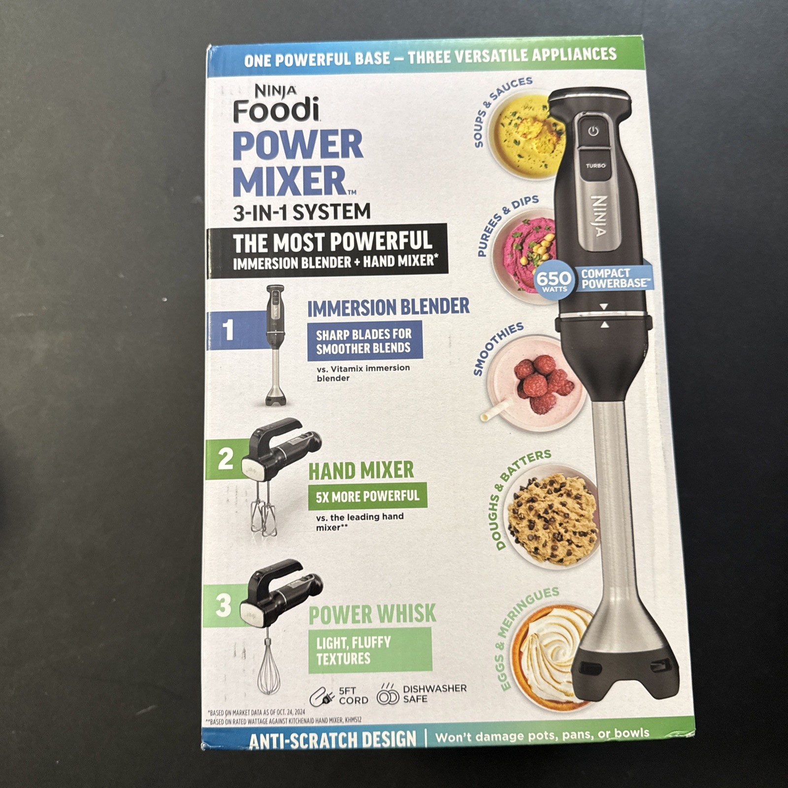 Ninja Foodi Power Mixer 3-In-1 System CI100 Blender Mixer Whisk 650W Black NEW