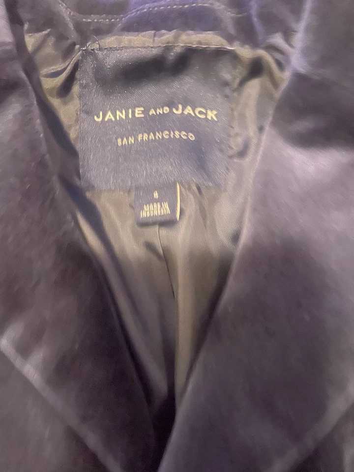 Blazer Janie And Jack Azul Marino 100% Algodón Terciopelo - Talla 4 Usado Una Vez Foto 4 de 4