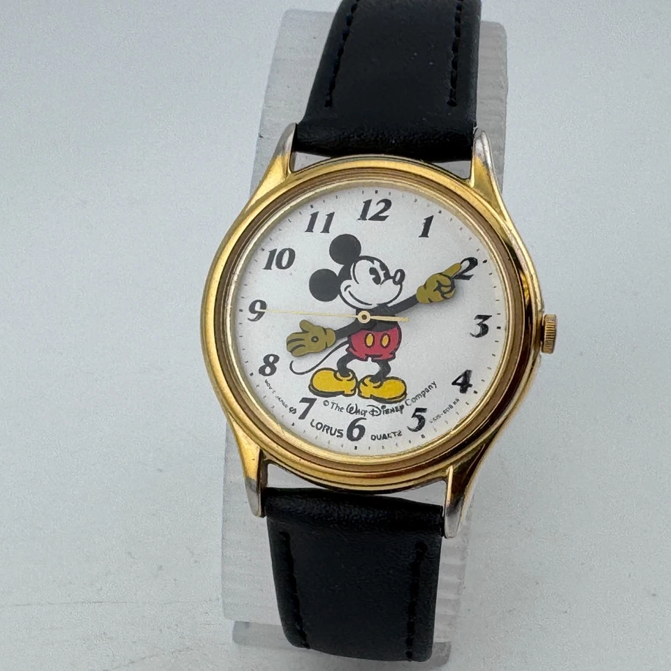 Винтажные кварцевые часы Lorus Disney Y131-6000 унисекс золотистый Микки новый аккумулятор - Изображение 2 из 4