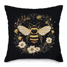 Vintage Bee Floral Throw Pillow Covers, Dark Moody Bee Pillow Case Cover for ...