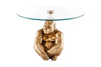 Couchtisch Rund Gold Ø 60 Cm X 43 Cm Handarbeit Affe Hartglas Metall Sofa Tisch