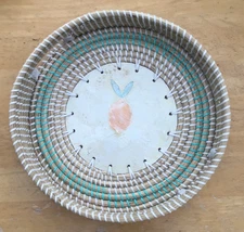 HALINH BAMBOO AND RATTAN TRAY with Lemon Ceramic Center 14”