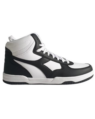 Diadora Shoes Raptor Mid Trainers Faux Leather White Black Man