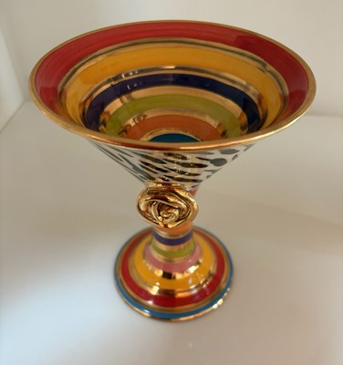 Mary Rose Young England Martini Wine Goblet Kelch Hand Made Hand Painted Pottery