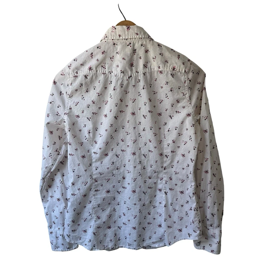 Camisa a Presión Levis Pearl Para Mujer Pequeña Blanca Floral Manga Larga Con Botones Foto 3 de 4