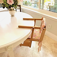 Pre-1940  s UNIQUE Antique Wood BABY HIGH-CHAIR Folding Booster Sassy Seat