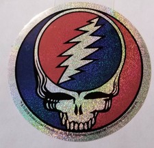 Grateful Dead  Co SYF Glitter Metallic Sticker Decal Steal Your Face Round 4"