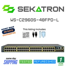 ♻️ Cisco WS-C2960S-48FPD-L 48-Port Gigabit Ethernet PoE+ Switch ⚡Fast Ship