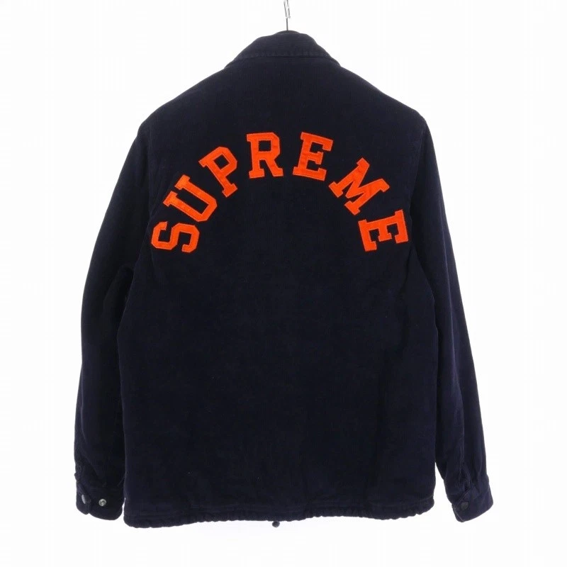 Veste d'entraîneurs Supreme 11AW velours côtelé logo arche veste en velours côtelé S bleu marine hommes s