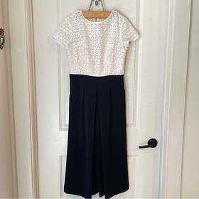 Ted Baker Lace Bodice Pleated Black Culotte Elegant Jumpsuit Sz 2 (US 4)