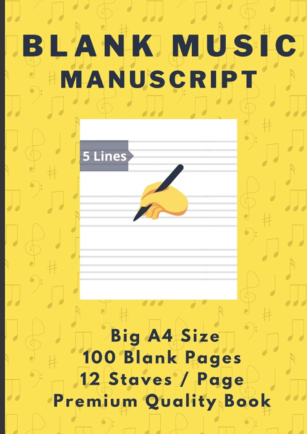 Blank Music Manuscript Book A4 Size 12 Staves per Page 100 Pages Songwriting Jou