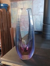 Studio Art Glass Vase 12 1/2" Tall Multi Colors And Designs Heavy