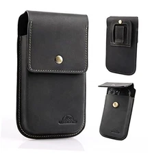  Leather Phone Holster for Belt, Flip Cell Phone Case with Belt X-Large Black