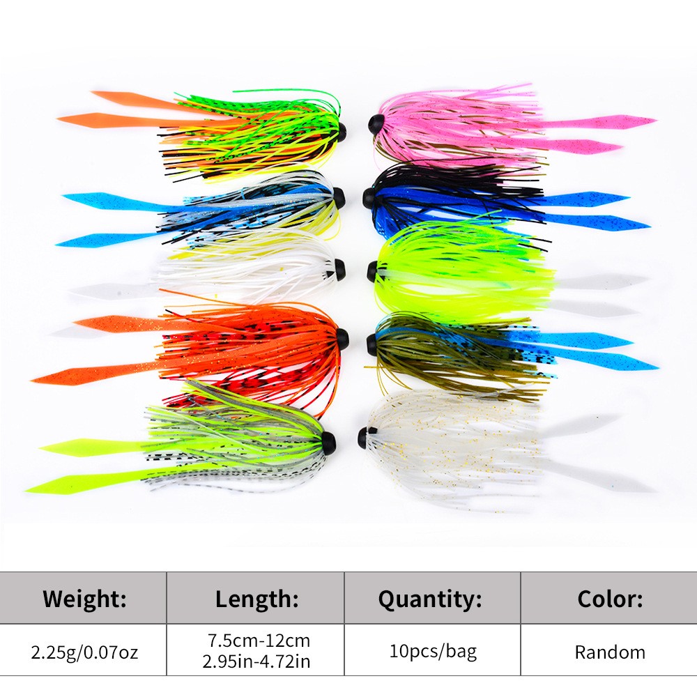 10 pcs Silicone Skirts Streamer Spinnerbaits Buzzbait Squid Rubber Fishing Lures - Image 1
