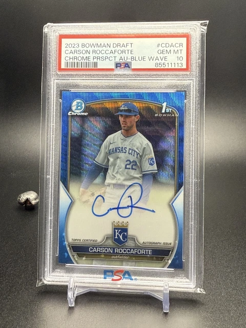 2023 Bowman Draft 1st Auto Blue Wave Ref /150 Carson Roccaforte #CDA-CR PSA 10