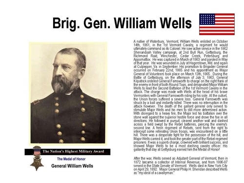 CIVIL WAR GEN WILLIAM WELLS SIGNED CHECK : MEDAL of HONOR GETTYSBURG nice