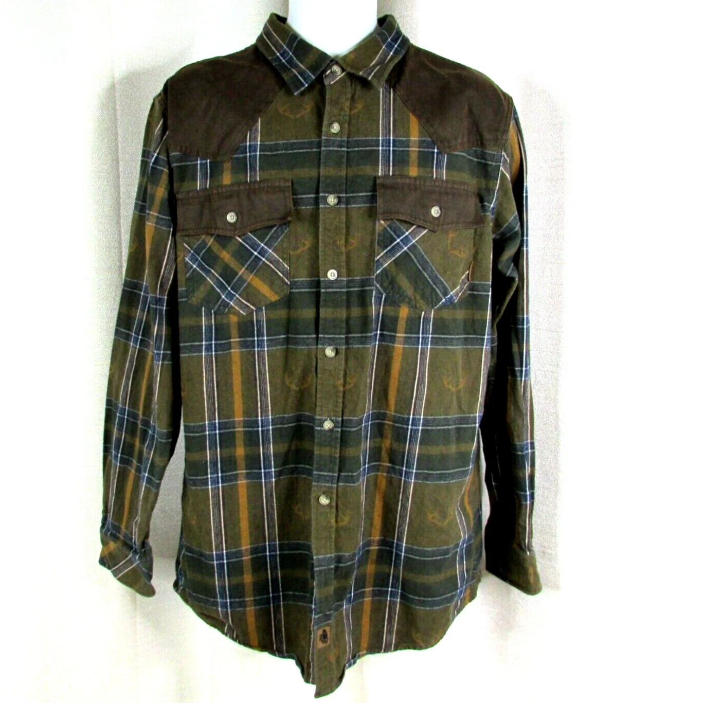 Legendary Whitetails Shirt Contrast Yoke Flannel Plaid Size LT Jacket Shacket **