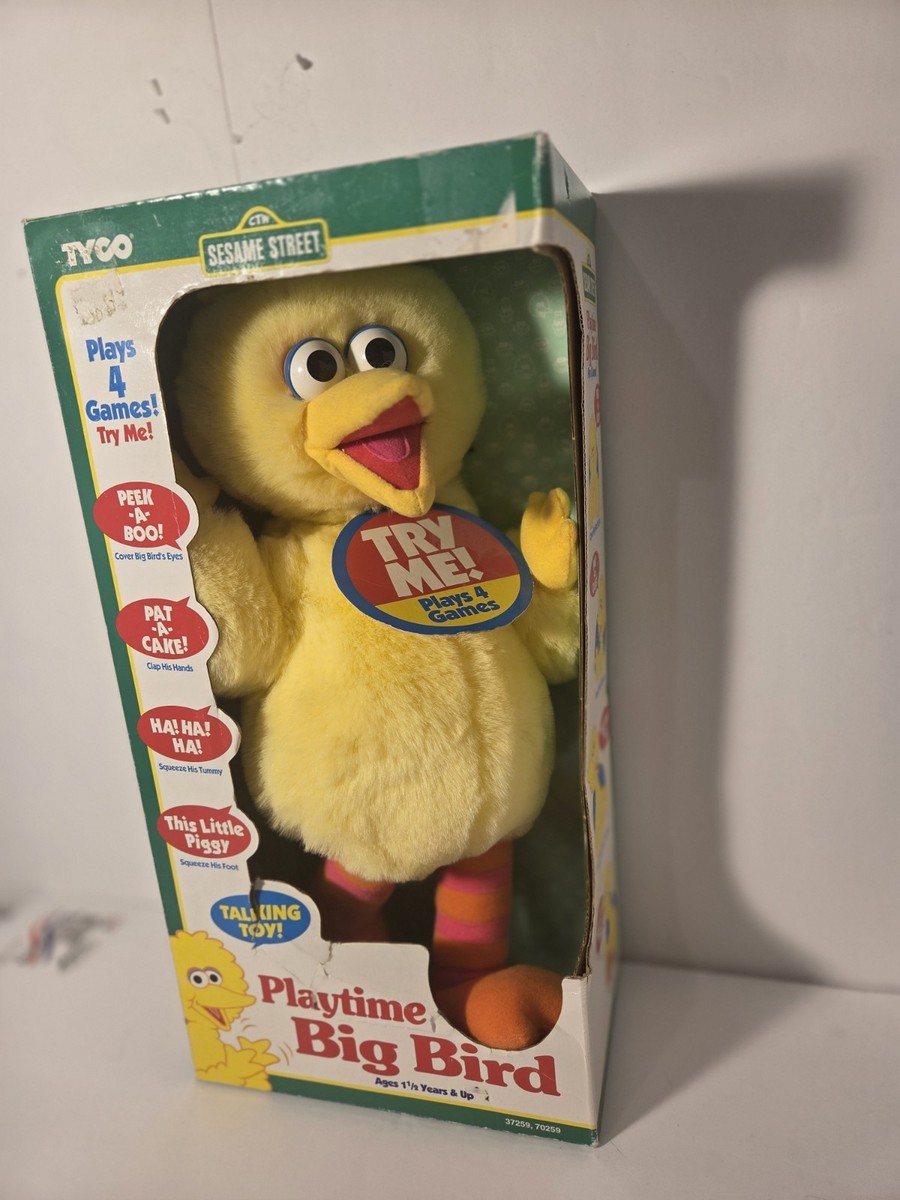 1990s Vintage Tyco Sesame Street Playtime Big Bird Talking Plush