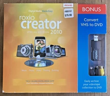 Roxio Creator 2010 Converter VHS to DVD & Bonus Video Capture USB NEW