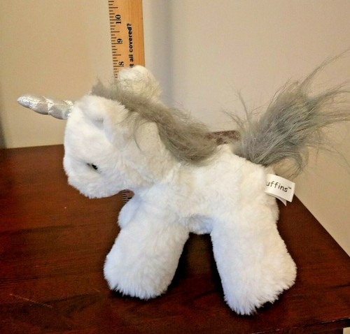 Cody Bear Puffins White & Silver Sparkle Plush Unicorn Very Unique 8" - Picture 9 of 12