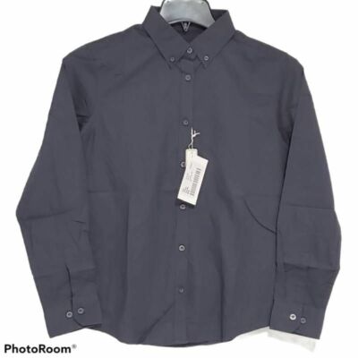 Core 365 By North End Women's Oxford Shirt Gray Carbon Long Sleeve Collar XL New