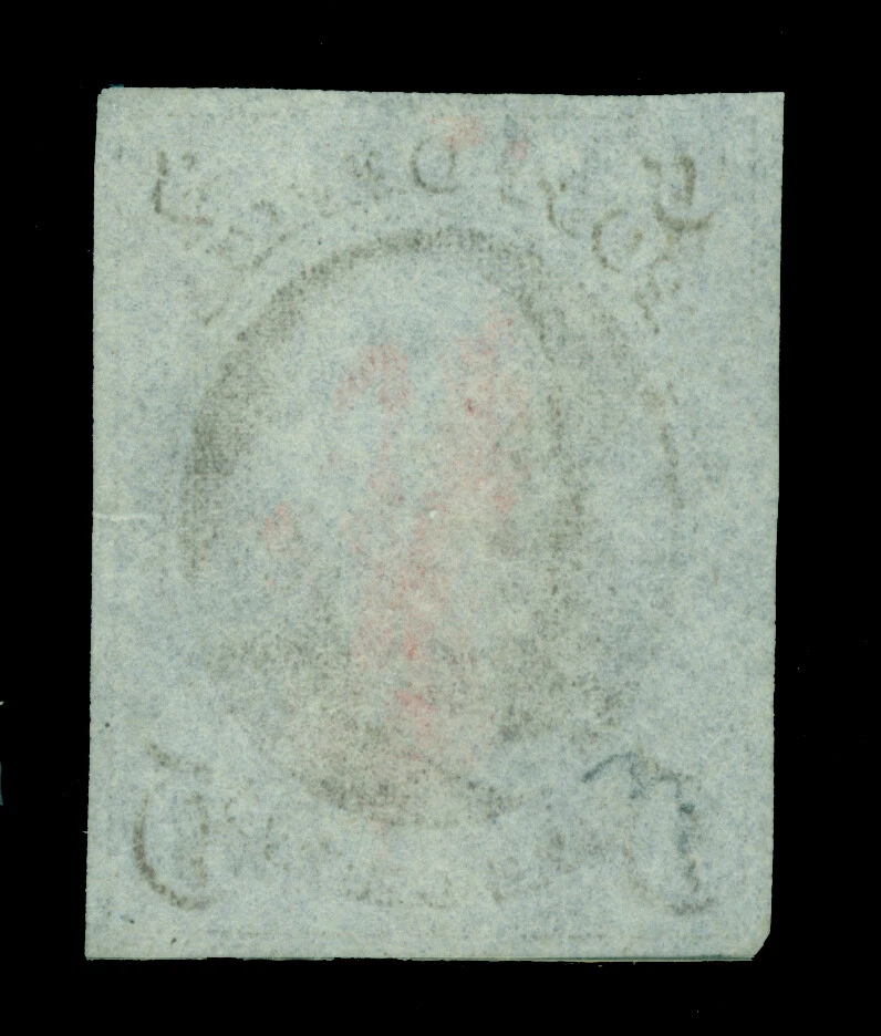 US 1847 Franklin 5c light brown , worn print #1 used VF - Image 2 of 2