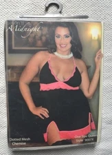 L XL Black Pink Babydoll Lace Chemise Thong UK 14 16 Lingerie Seven til Midnight