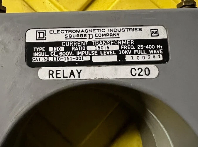 Square D 110-151-10 Current Transformer 10k Type 110 Ratio 150:5 Freq 25-400Hz - Image 3 of 4