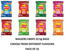 WALKERS Crisps Choose from Different Flavours 32.5g Bags Selection (PACK OF 32)
