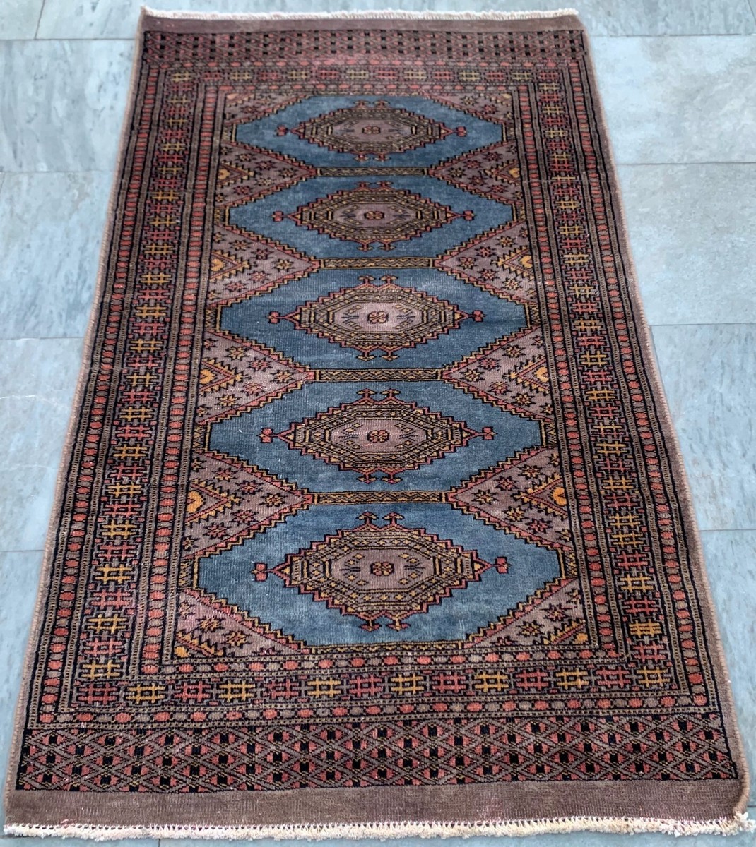 Vintage Afghan Taimani Rug Hand Knotted Bokhara Wool Area