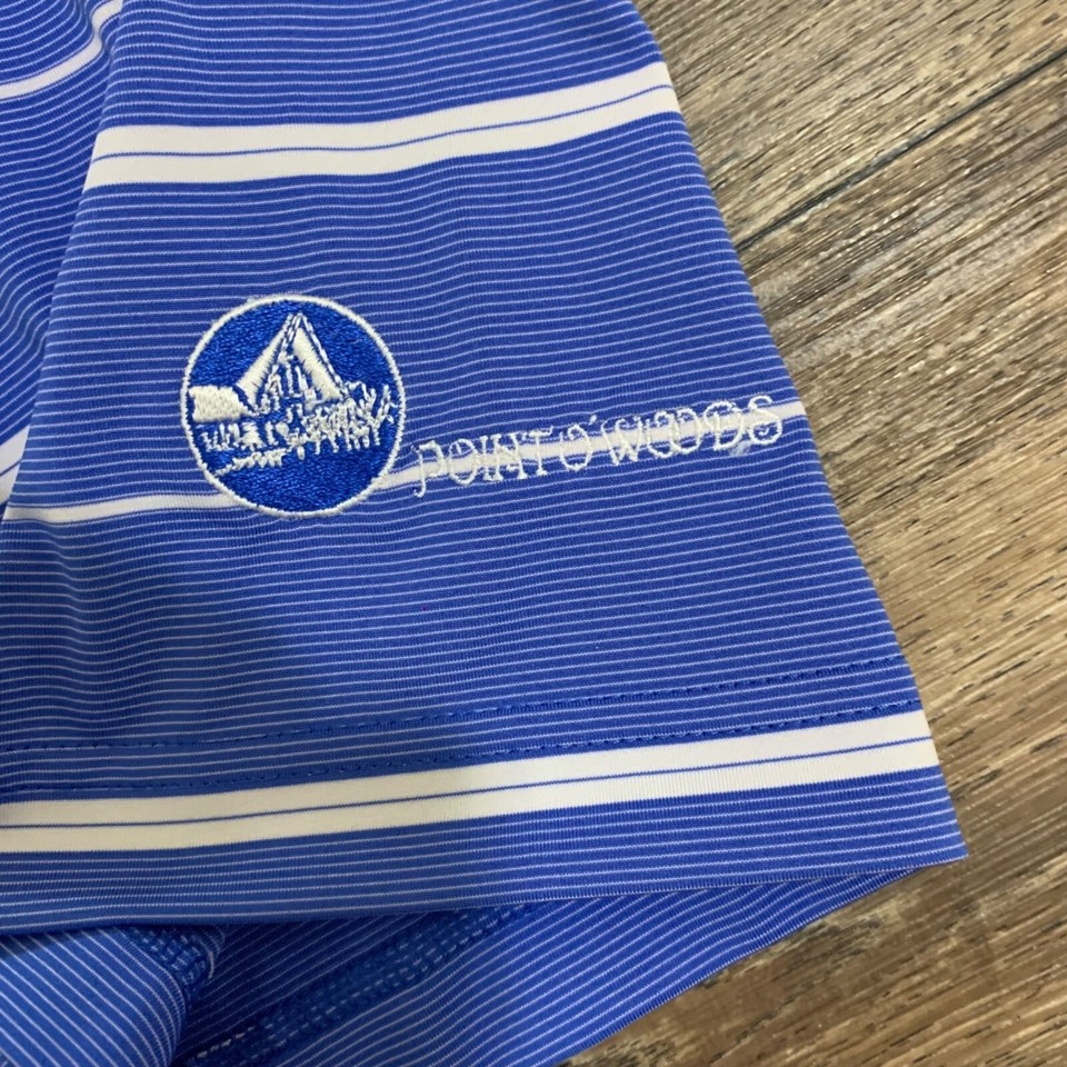 Peter Millar Summer Comfort Polo Shirt Mens XL Blue Striped Point O