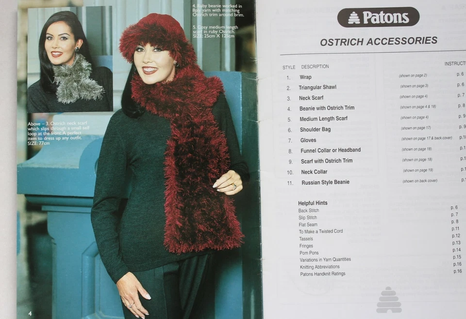 Patons 11 Ladies Accessories Knitting Patterns in Ostrich Book 2145 - Image 4 of 4