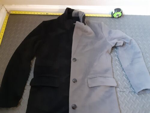 Forever 21 men’s 2 tone small trench pea coat gray / black #S158 - Picture 3 of 6