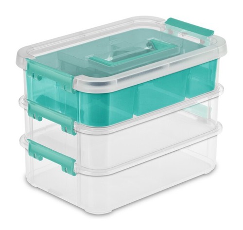 Sterilite 14138606 3 Layer Stack & Carry Storage Box 10.6 x 7.2 x 7.6 Pack of 3 - Picture 5 of 5