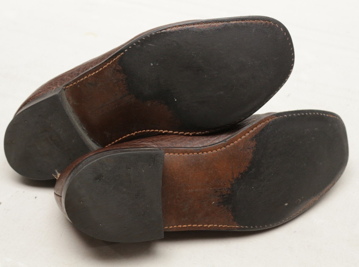 Vtg Men\'s STUART MCGUIRE Dress Loafers Shoes Sharkskin Brown Leather Size 9.5 VTG Stuart McGuire Mens Sharkskin Tassel Loafers 11.5 EEE  main image 2
