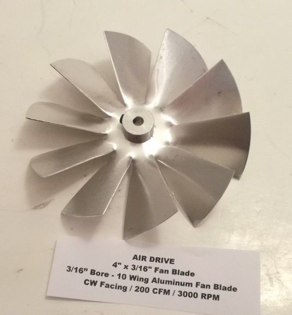 AIR DRIVE 4" x 3/16" Fan Blade 10 Wing Aluminum Fan Blade 3/16" Bore CW eBay