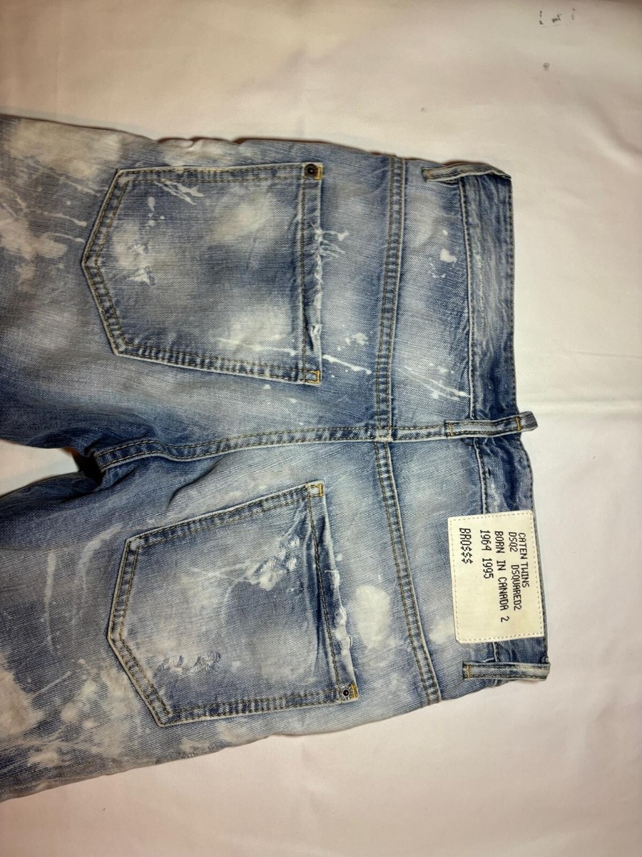 DSQUARED2 Men's Light Blue Ripped Bleach Wash Skinny Jeans