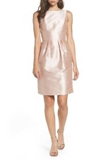 ALFRED SUNG Pearl Pink ASD522 Boatneck Open Back Bow Pockets Cocktail Dress 12